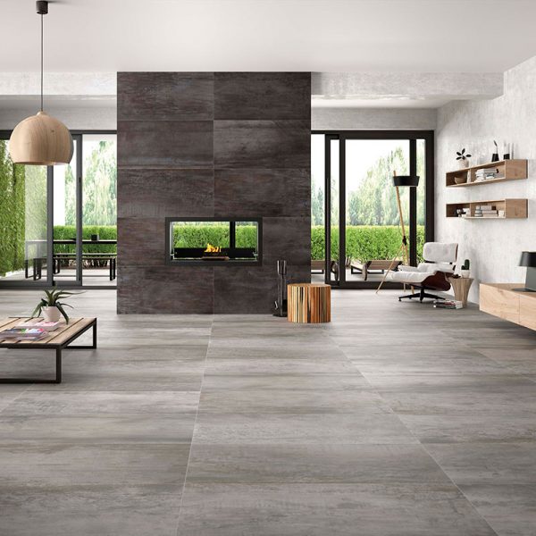 1 ACIER Silver 24x48 porcelain floor wall tile QDI Surfaces product room scene 800x800 1