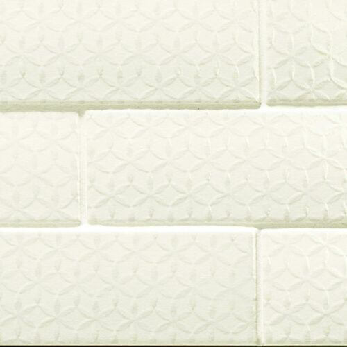 3 LONDON City Victoria White Deco 3x8.7 ceramic wall tile QDI Surfaces product close up 800x800 1