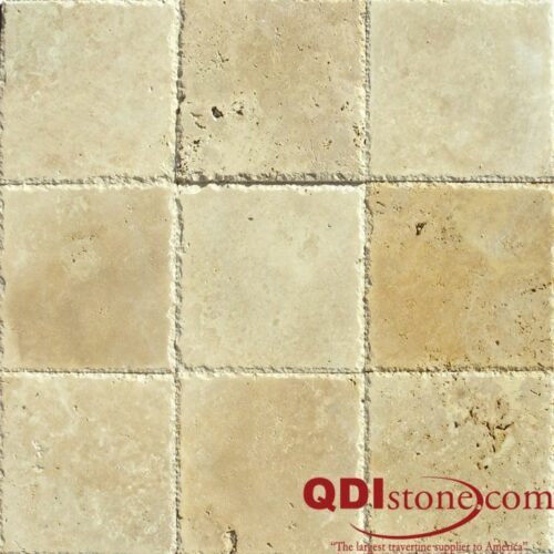 Ancient Castle Travertine Paver 12x12 Brushed Chiseled Edge Brown Tan Beige Cream Gray White Outdoor Floor Wall Pool Patio Backyard