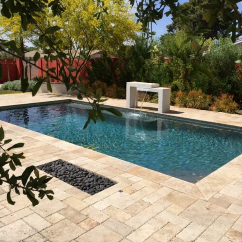 Ancient Castle Travertine Paver 3 pc Roman Pattern Chiseled Brown Tan Beige Cream Gray White Outdoor Floor Wall Pool Patio Backyard QDI