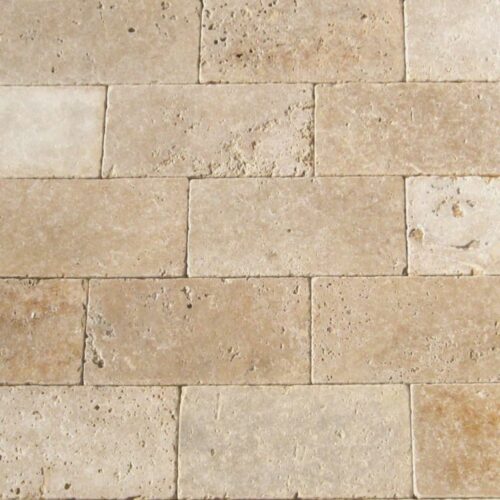 Ancient Castle Travertine Paver 6x12 Tumbled Brown Tan Beige Cream Gray White Outdoor Floor Wall Pool Patio Backyard Tub Shower Vanity