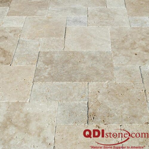 Ancient Castle Travertine Paver Versailles Pattern Tumbled Brown Tan Beige Cream Gray White Outdoor Floor Wall Pool Patio Backyard Tub.jpg