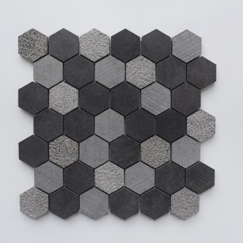 BLACK BASALT Hexagon Honed Basalt Mosaic Tile