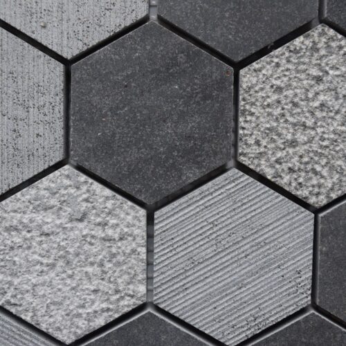 BLACK BASALT Hexagon Honed Basalt Mosaic Tile