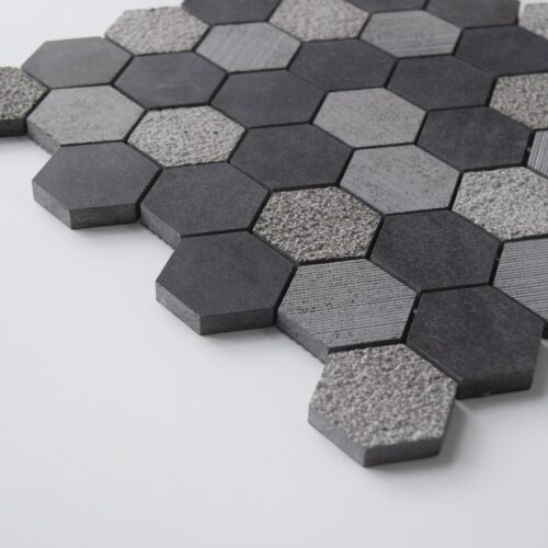 BLACK BASALT Hexagon Honed Basalt Mosaic Tile