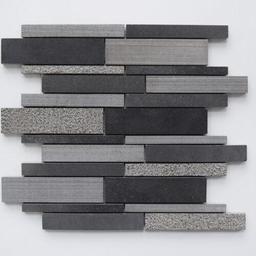 BLACK BASALT Deco Strip Basalt Mosaic Tile