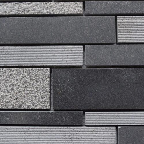 BLACK BASALT Deco Strip Basalt Mosaic Tile