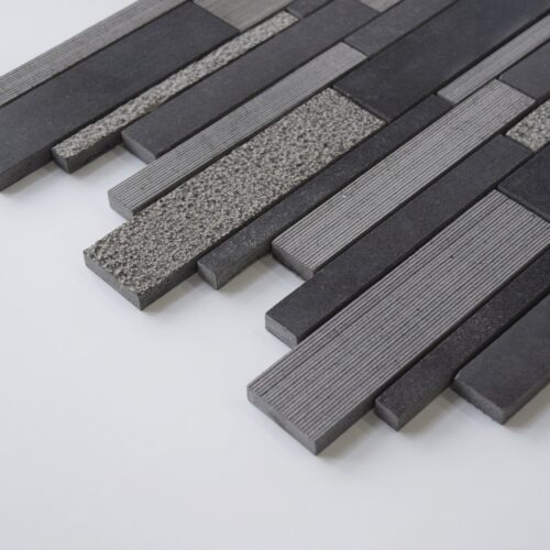 BLACK BASALT Deco Strip Basalt Mosaic Tile