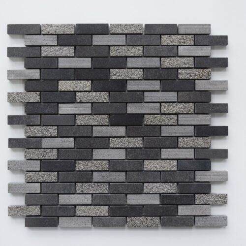 BLACK BASALT 5/8"x2" Honed Basalt Mosaic Tile