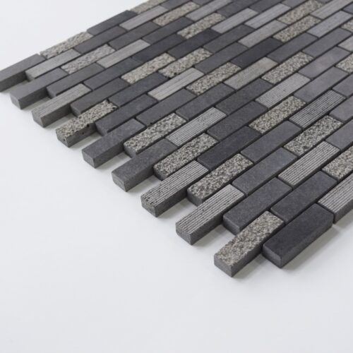 BLACK BASALT 5/8"x2" Honed Basalt Mosaic Tile