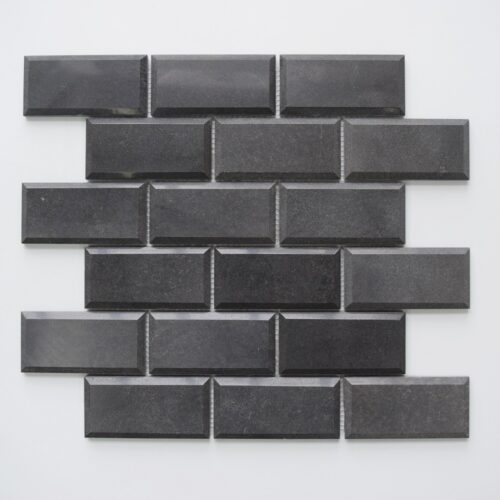 BLACK BASALT 2"x4" Polished Pillow Edge Basalt Mosaic Tile