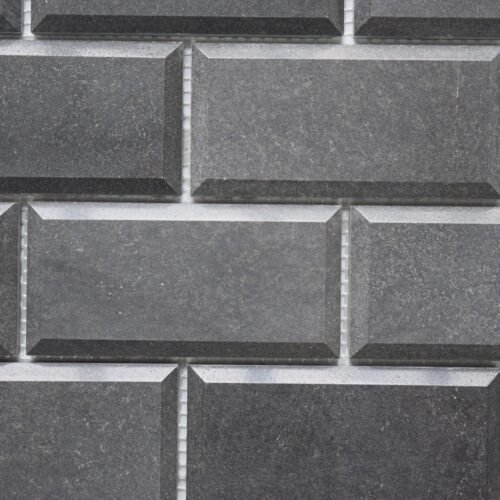 BLACK BASALT 2"x4" Polished Pillow Edge Basalt Mosaic Tile