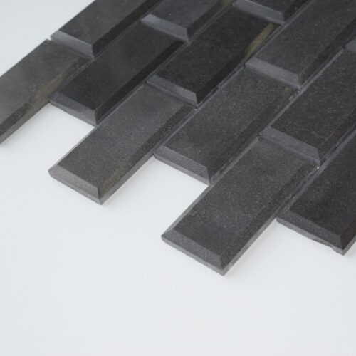 BLACK BASALT 2"x4" Polished Pillow Edge Basalt Mosaic Tile