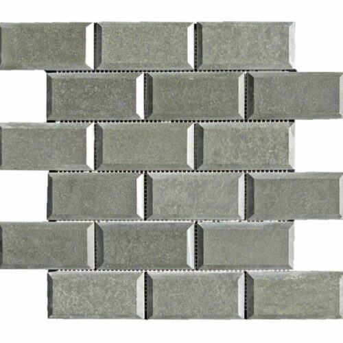 Black Basalt Mosaic Tile 2x4 Polished Pillow Edge 2 Gray Indoor Floor Wall Backsplash Countertop Tub Shower Vanity QDIsurfaces