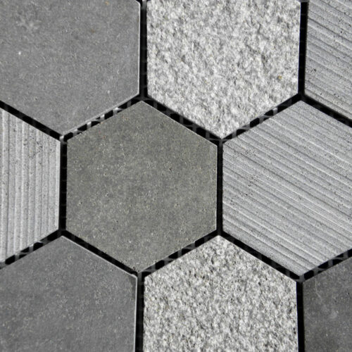 Black Basalt Mosaic Tile Hexagon Honed 2 Gray Indoor Floor Wall Backsplash Countertop Tub Shower Vanity QDIsurfaces