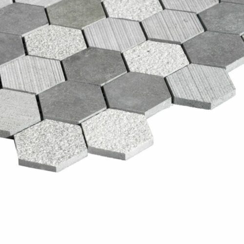 Black Basalt Mosaic Tile Hexagon Honed 3 Gray Indoor Floor Wall Backsplash Countertop Tub Shower Vanity QDIsurfaces