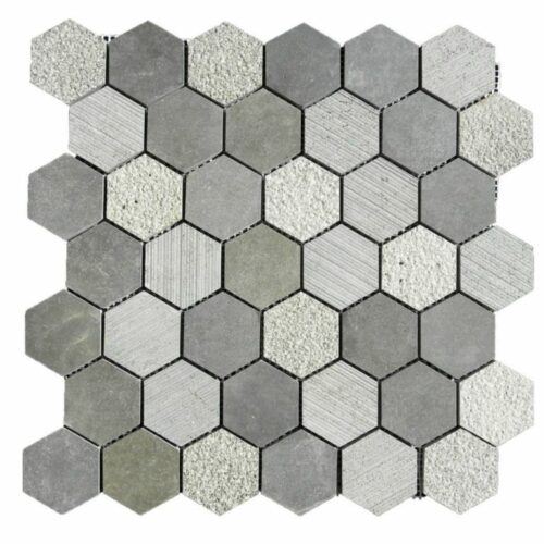 Black Basalt Mosaic Tile Hexagon Honed Gray Indoor Floor Wall Backsplash Countertop Tub Shower Vanity QDIsurfaces