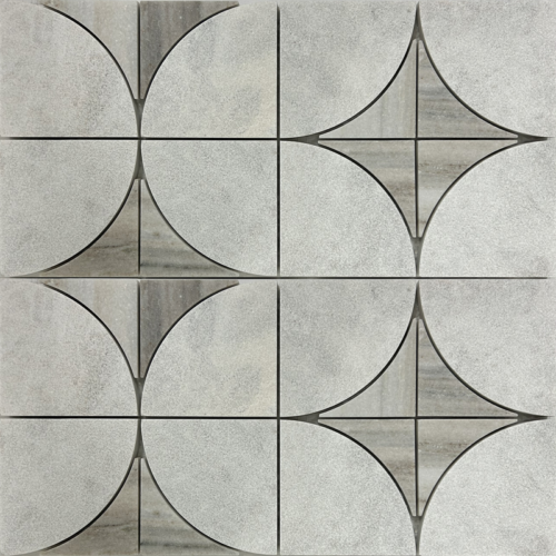 COLOGNE White and Gray 12x12 Marble Waterjet Mosaic Tile QDI Surfaces 1