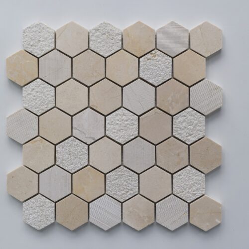 CREMA MARFIL Hexagon Honed Marble Mosaic Tile