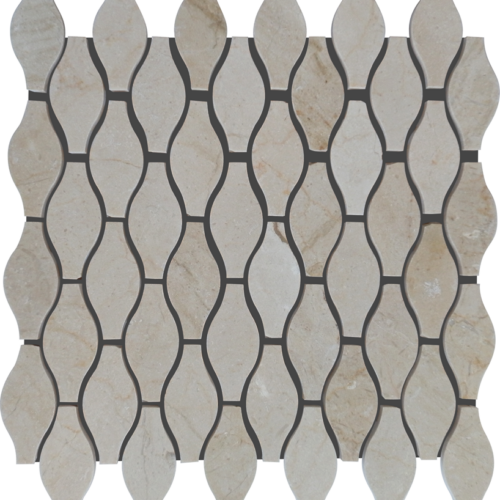 Crema Marfil Drops Pattern Marble Polished Mosaic Tile