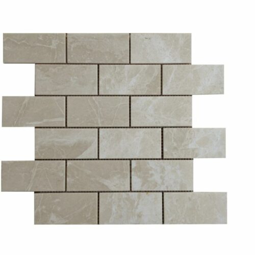 Crema Marfil Marble Mosaic Tile 2x4 Polished Beige Cream Gray Indoor Floor Wall Backsplash Tub Shower Vanity QDI