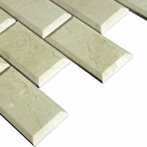 Crema Marfil Marble Mosaic Tile 2x4 Polished Pillow Edge 3 Beige Cream Gray Indoor Floor Wall Backsplash Tub Shower Vanity QDI