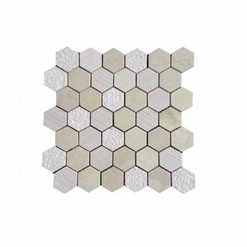 Crema Marfil Marble Mosaic Tile Hexagon Honed 3 Beige Cream Gray Indoor Floor Wall Backsplash Tub Shower Vanity QDI