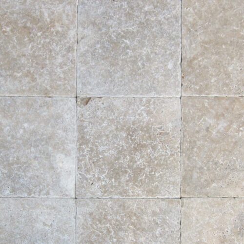 English Walnut Travertine Paver 12x12 Tumbled Beige Cream Tan Brown White Gray Outdoor Floor Wall Pool Patio Backyard Tub Shower Vanity