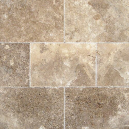 English Walnut Travertine Tile 16x24 Unfilled Brushed Chiseled Edge Tan Brown Beige Cream QDIsurfaces.jpg