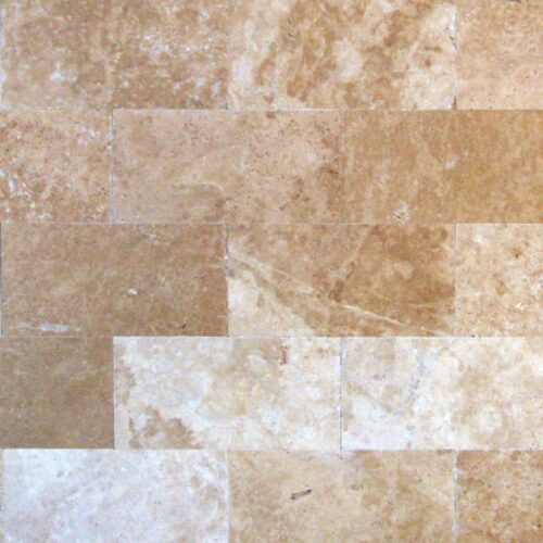 English Walnut Travertine Tile 6x12 Unfilled Brushed Floor Wall Backsplash Countertop Tub Shower Vanity Tan Brown Beige Cream QDIsurfaces