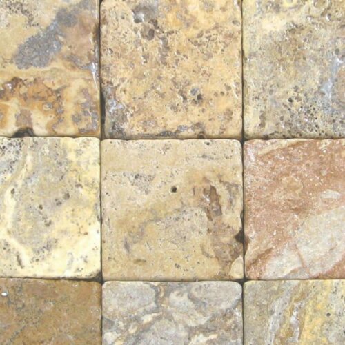 Fantastico Classic Travertine Paver 6x6 Tumbled 2 Beige Cream Tan Brown White Gray Outdoor Floor Wall Pool Patio Backyard Tub Shower