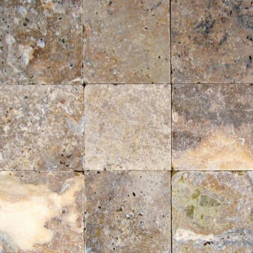 Fantastico Classic Travertine Paver 6x6 Tumbled Beige Cream Tan Brown White Gray Outdoor Floor Wall Pool Patio Backyard Tub Shower