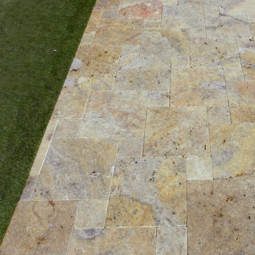 Fantastico Classic Travertine Paver Versailles Pattern Tumbled 2 Beige Cream Tan Brown White Gray Outdoor Floor Wall Pool Patio