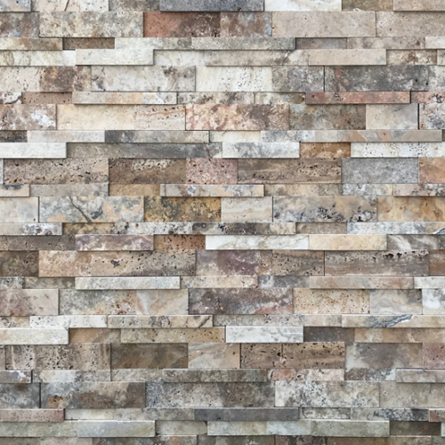 Fantastico 3-Size Stack Stone Travertine Split-face Mosaic Tile