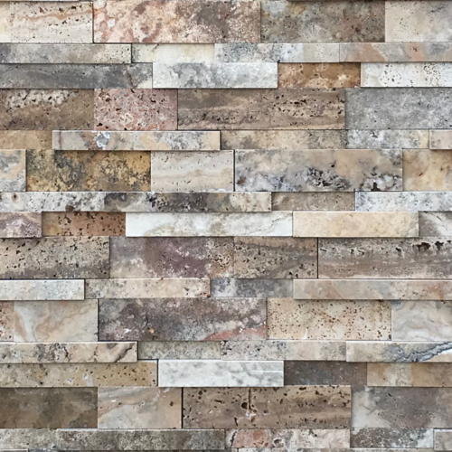 Fantastico 3-Size Stack Stone Travertine Split-face Mosaic Tile