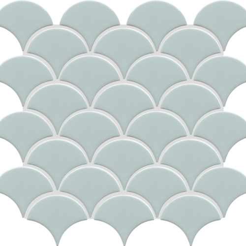 GREY GLOSSY FAN Porcelain Mosaic Tile QDI Surfaces 2