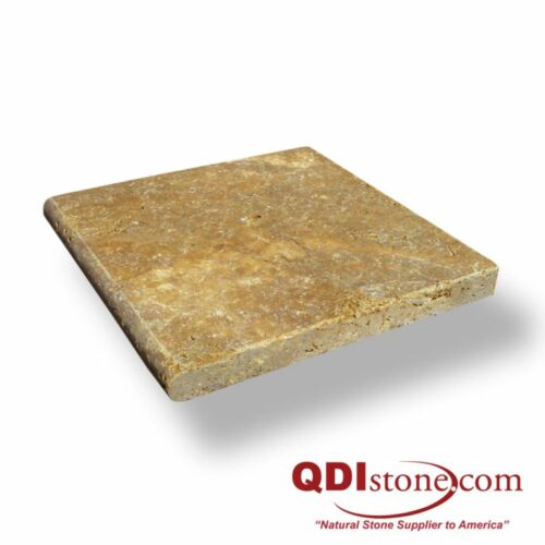 Gold Travertine Pool Coping 12x12 3cm Tumbled Tan Brown Beige Cream Yellow Gold Outdoor Floor Wall Pool Patio Backyard Tub Shower Vanity QDI