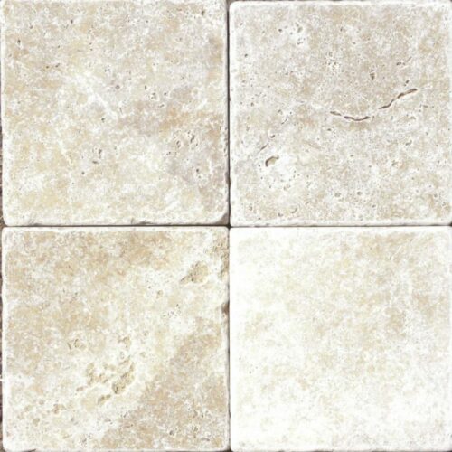 Ivory Beige Travertine Paver 12x12 3cm Tumbled Beige Cream White Outdoor Floor Wall Pool Patio Backyard Tub Shower Vanity QDIsurfaces