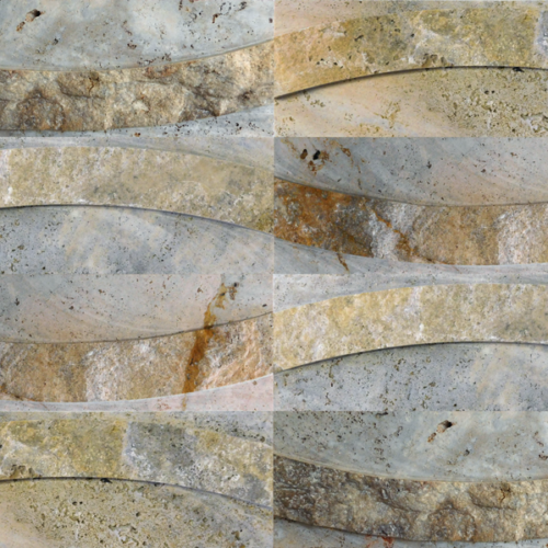 Fantastico Lipunus Pattern 4x10 Travertine Split-face Mosaic Tile