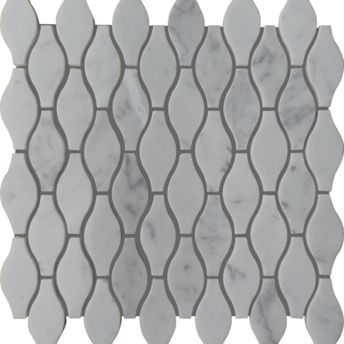 Lusso Carrara Drops Pattern Marble Polished Mosaic Tile