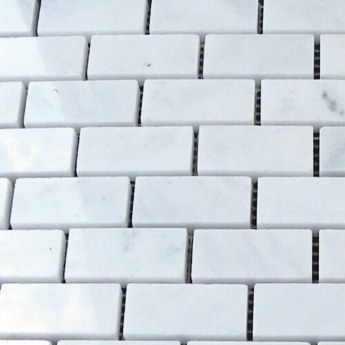 Lusso Carrara Marble Mosaic Tile 1x2 Polished White Gray Indoor Floor Wall Backsplash Tub Shower Vanity QDIsurfaces