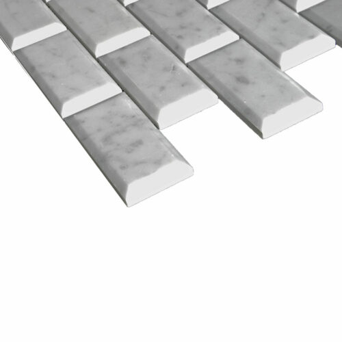 Lusso Carrara Marble Mosaic Tile 2x4 Polished Pillow Edge 2 White Gray Indoor Floor Wall Backsplash Tub Shower Vanity QDIsurfaces