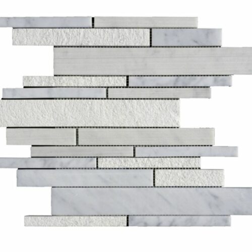 Lusso Carrara Marble Mosaic Tile Deco Strip Honed 5 White Gray Indoor Floor Wall Backsplash Tub Shower Vanity QDIsurfaces