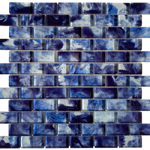 MONET Optic Blue 1x2 Glass Mosaic Tile QDI Surfaces 1