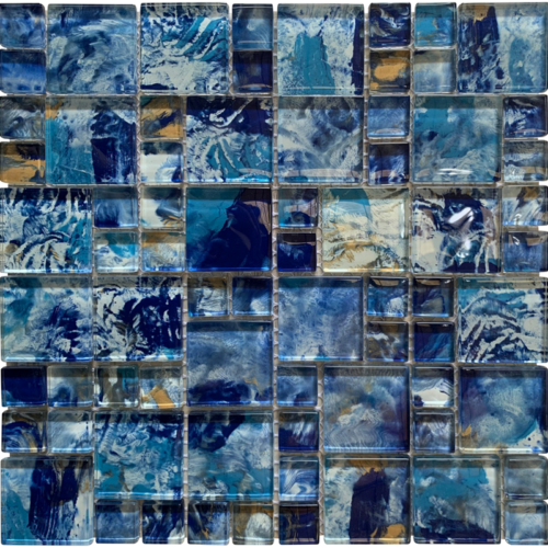 MONET Sirens Breeze Pattern Glass Mosaic Tile QDI Surfaces 1