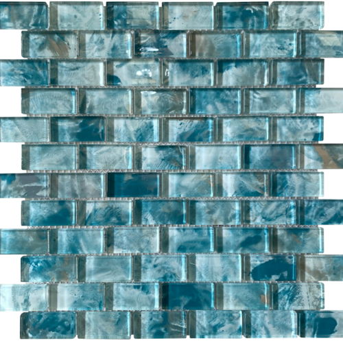 MONET Tonda Sea Green 1x2 Glass Mosaic Tile QDI Surfaces 1