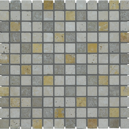 Mix Travertine 1x1 Travertine Tumbled Mosaic Tile