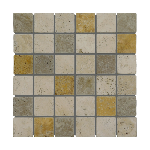 Mix Travertine 2x2 Travertine Tumbled Mosaic Tile