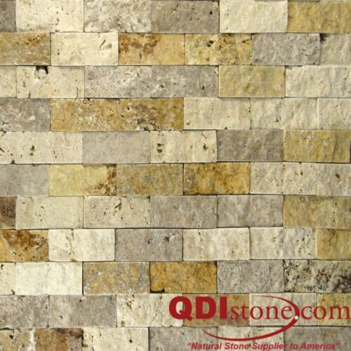 Mix Travertine Split Face Tile 1x2 Split Face Tan Brown Beige Cream Indoor Outdoor Wall Backsplash Tub Shower Vanity QDIsurfaces