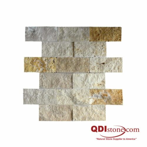 Mix Travertine Split Face Tile 2x4 Split Face Tan Brown Beige Cream Indoor Outdoor Wall Backsplash Tub Shower Vanity QDIsurfaces